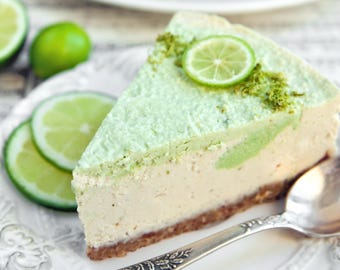 REZEPT Limetten Käsekuchen VEGAN No-Bake, Roh Vegan, Milchfrei, Lecker & Dekadent Dessert, Gesund Glutenfrei, Instant PDF Download!