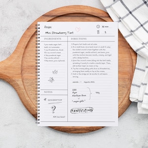 Plantilla de tarjeta de recetas digitales: diseño personalizable de Canva, descarga instantánea, tamaño A4 y carta de EE. UU., planificador editable, impresión y digital