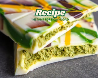 RECIPE Dubai White Chocolate Bar VEGAN, Luxurious Blend of Chocolate, Pistachios and Exotic Flavors! For Sweet Treat Lovers! PDF Download!