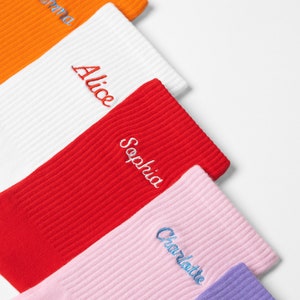 Womens ribbed socks with custom embroidered names