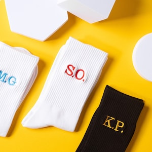 Custom embroidered casual cotton ribbed socks