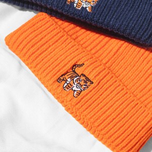 Tiger Beanie Embroidered Unisex Heavy Knit Winter Waffle Hat with Cute Tiger Design Harbour Style Beanie for Him and Her image 3