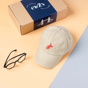 Lobster Cap Embroidered Lobster on Vintage Washed Out Style Baseball Hat Unisex Cotton Cap image 3