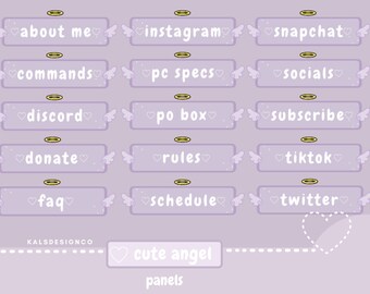Cute Twitch Panels!! Cute Angel / Aesthetic / Custom / Angel Wings / Angel / Streaming Panels / Purple