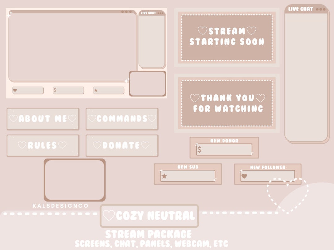 Cute Twitch Stream Package!! Cozy Neutral / Aesthetic / Custom / Cozy ...