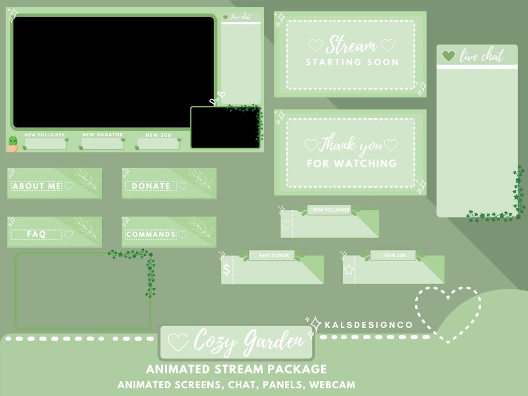 ANIMATED Cute Twitch Stream Package!! Cozy Garden / Aesthetic / Custom ...
