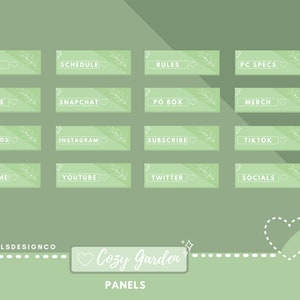 Cute Twitch Panels!! Cozy Garden / Aesthetic / Custom / Plants / Streaming Setup / Panels / Green
