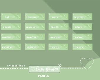 Cute Twitch Panels!! Cozy Garden / Aesthetic / Custom / Plants / Streaming Setup / Panels / Green