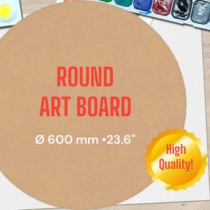 Art Board 60cm with option to Hang on a Wall, Blank Circle MDF Board for Painting, Round Canva, Use also for Crafting & Decoration