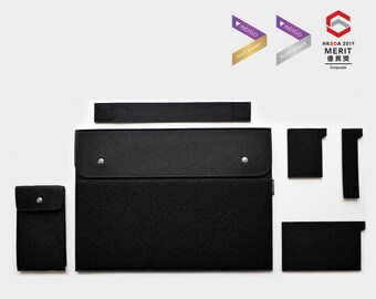 Wool Felt Combo Case: Laptop, Stationery & Document Organizer