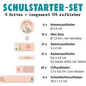 Set de démarrage scolaire : 126 autocollants / autocollants nominatifs / personnalisés / lama / alpaga / bohème / ethnique / Pérou / cactus image 9