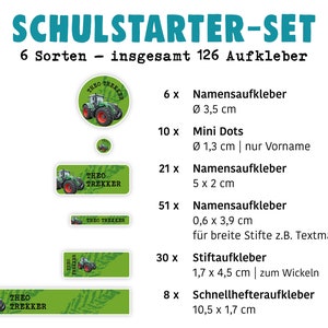 Schulstarter-Set: 126 Aufkleber oder Stifte-Set 140 Aufkleber Namensaufkleber personalisiert Traktor Bild 9