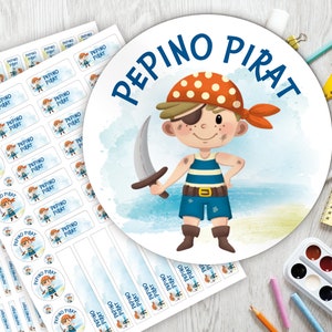 Schulstarter-Set: 126 Aufkleber oder Stifte-Set 140 Aufkleber / Namensaufkleber / personalisiert / Pirat / Seeräuber