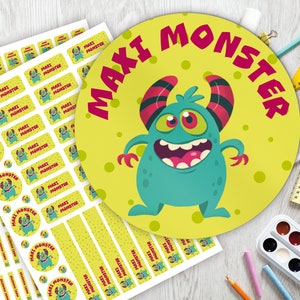 Set iniziale per la scuola: 126 adesivi o set di penne 140 adesivi/adesivi con nome/personalizzati/mostro