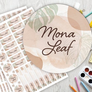 Set de inicio escolar: 126 pegatinas o juego de bolígrafos 140 pegatinas / pegatinas de nombre / personalizado / floral / hoja monstera