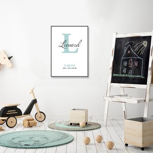 Personalized poster / poster / birth gift / birth picture / birth dates / initial baby