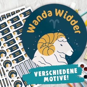 Schulstarter-Set: 126 Aufkleber oder Stifte-Set 140 Aufkleber / Namensaufkleber / personalisiert / Sternzeichen / Zodiac / Esoterik / Tiere