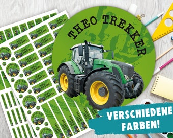 Schulstarter-Set: 126 Aufkleber oder Stifte-Set 140 Aufkleber | Namensaufkleber | personalisiert | Traktor