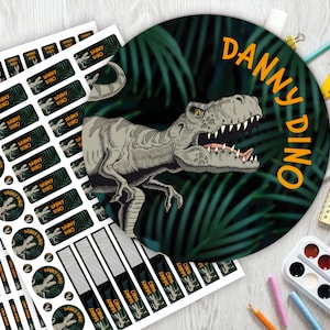 Schulstarter-Set: 126 Aufkleber oder Stifte-Set 140 Aufkleber / Namensaufkleber / personalisiert / Dinosaurier / Tyrannosaurus Rex / Trex