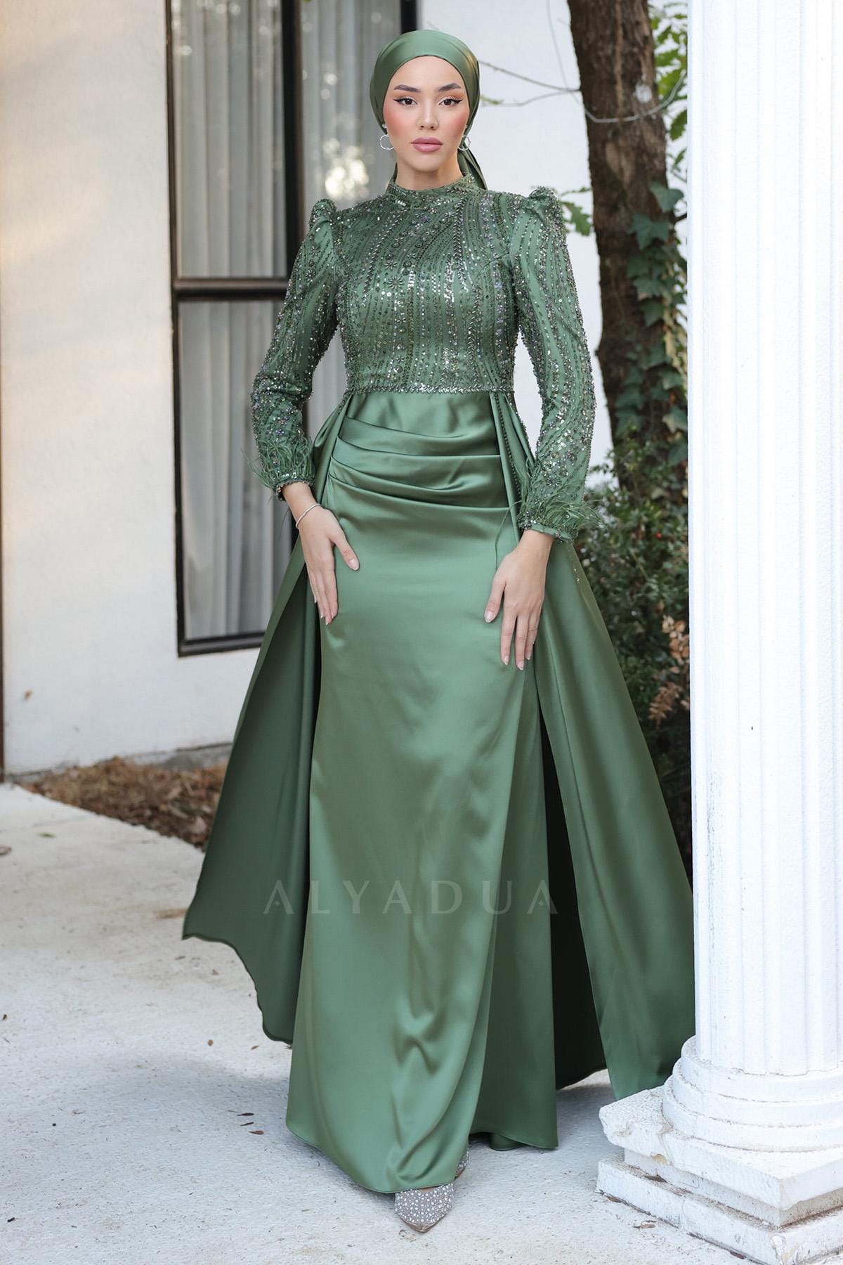 halal evening dresses AMANI Long Sleeve Sequin Gown
