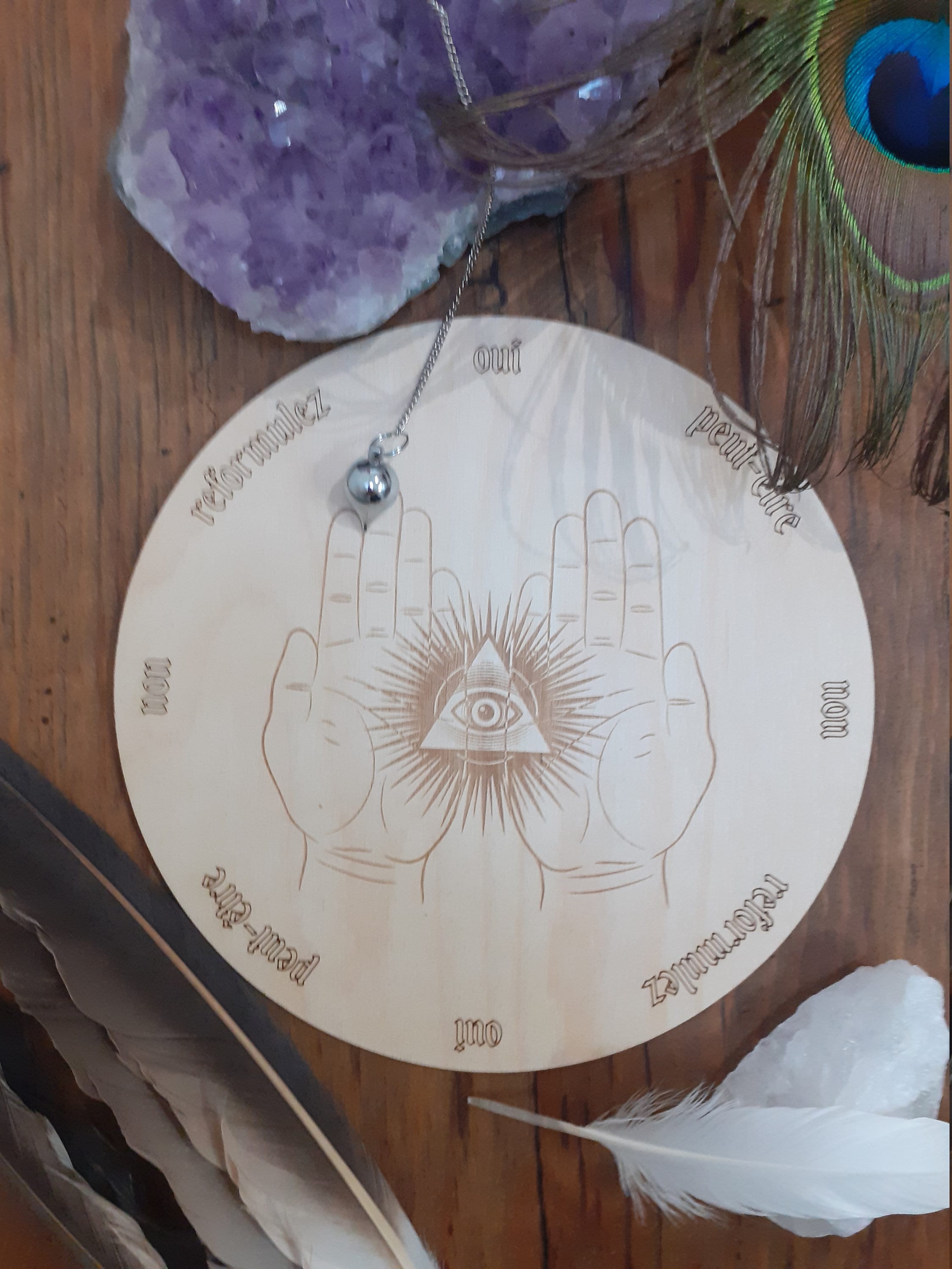 Pendule/Radiesthésie/Voyance/Médium/Ésotérisme/Planche de Pendule/Art Divinatoire/Spiritualité et Ta