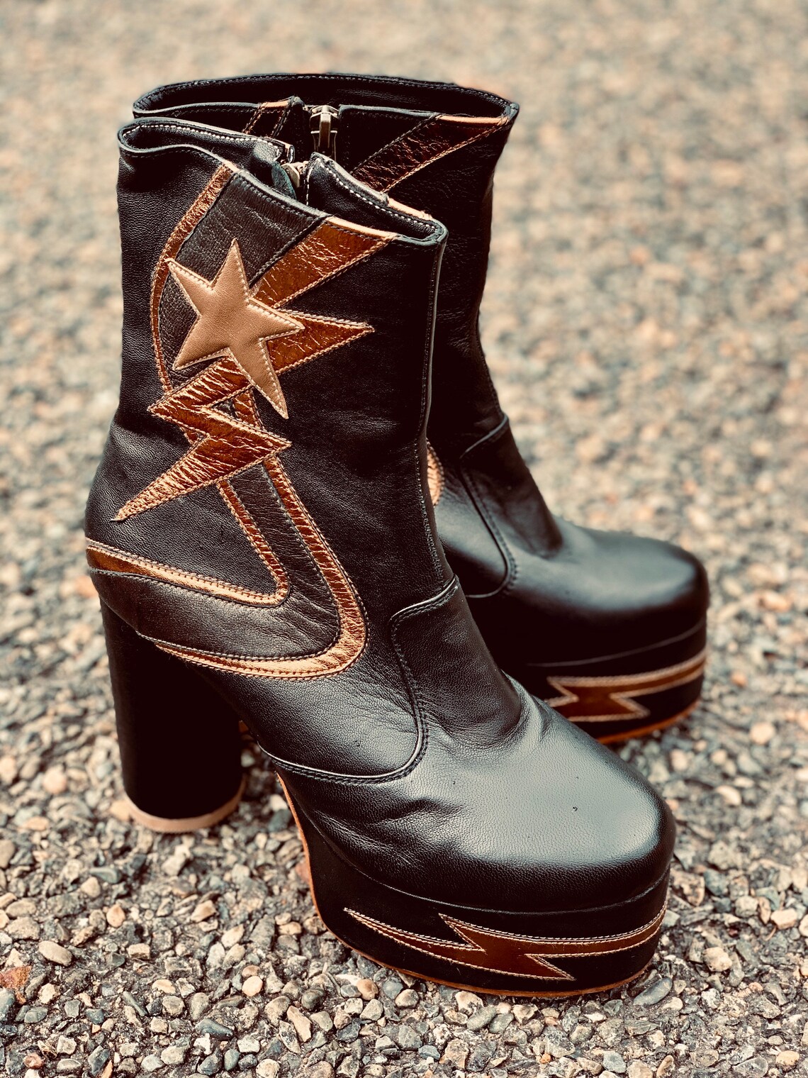 Black Comet Platform Boots Etsy