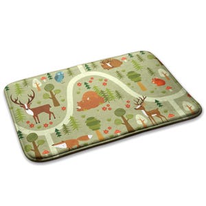 Animals In The Forest Soft Kids Rug, Green Kids Decorations, Children&#39;s Room Carpet, Patterned Toddler Carpet, Baby Birthday Gift,