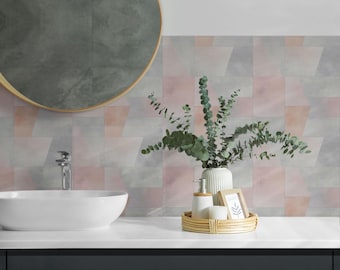Geometry In Pastels PVC Wall Tiles, Creamy Tile Stickers, Peel and Stick Tiles, Texture Tile Stickers, Bathroom Tile Stickers
