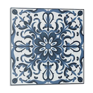 Floral Ornaments PVC Wall Tiles, Blue Tile Stickers, Peel and Stick Tiles, Texture Tile Stickers, Bathroom Tile Stickers