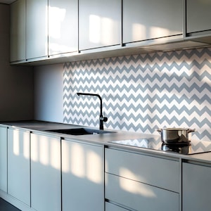 Zigzags Tile Stickers, Blue Peel and Stick Tiles, Tile Stickers, Texture PVC Wall Tiles, Bathroom Tile Stickers