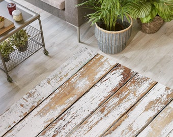 White Retro Wood, wooden planks, Retro background, old texture, vinyl mat, vinyl carpet, PVC, rug #57RW