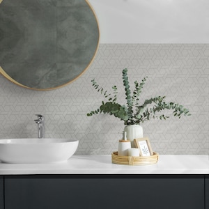 Geometric Hexagonal Pattern PVC Wall Tiles, Creamy Tile Stickers, Peel and Stick Tiles, Texture Tile Stickers, Bathroom Tile Stickers