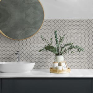 Floral Pattern In A Mesh PVC Wall Tiles, Creamy Tile Stickers, Peel and Stick Tiles, Texture Tile Stickers, Bathroom Tile Stickers