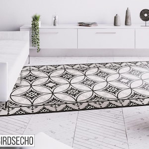 Barcelona Garden Vinyl Mat, PVC Mat, Linoleum Rug, Tile PVC Mat, Comfort Mat, Talavera Decor, Floor Rug, Retro Home Decor, Tiles Mat #57T