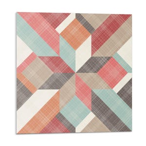 Geometry In Colorful Shapes Tile Stickers, Beige Self Adhesive Tiles, Tile Stickers, Texture PVC Wall Tiles, Wall Tile Stickers