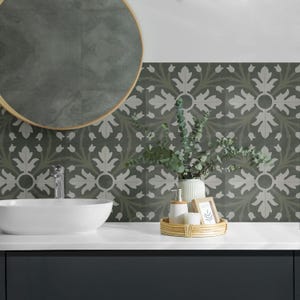 Plant Pattern On Tiles PVC Wall Tiles, Green Tile Stickers, Self Adhesive Tiles, Texture Tile Stickers, Wall Tile Stickers