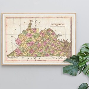 Pink Poster Art Print Gift Finley Map Of North Carolina Anthony Finley Mapmaker Of The United States In The 19Th Century 1827 Beige