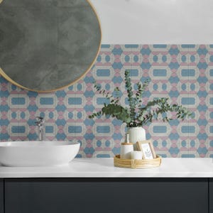 Abstract Geometric Pattern PVC Wall Tiles, Blue Tile Stickers, Self Adhesive Tiles, Texture Tile Stickers, Wall Tile Stickers