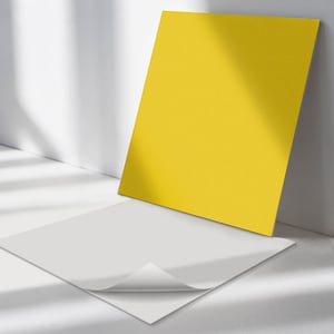 Color Yellow Tile Stickers, Yellow Self Adhesive Tiles, Tile Stickers, Texture PVC Wall Tiles, Wall Tile Stickers