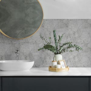 Marble Veins Tile Stickers, Gray Peel and Stick Tiles, Tile Stickers, Texture PVC Wall Tiles, Bathroom Tile Stickers