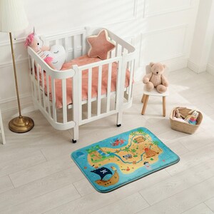 Tapis pour enfant doux Carte au trésor, Décorations pour enfant bleues, Tapis pour chambre d'enfant, Tapis à motifs pour tout-petit, Cadeau d'anniversaire de bébé,