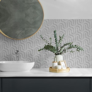 Waves In 3D Layers PVC Wall Tiles, White Tile Stickers, Self Adhesive Tiles, Texture Tile Stickers, Wall Tile Stickers