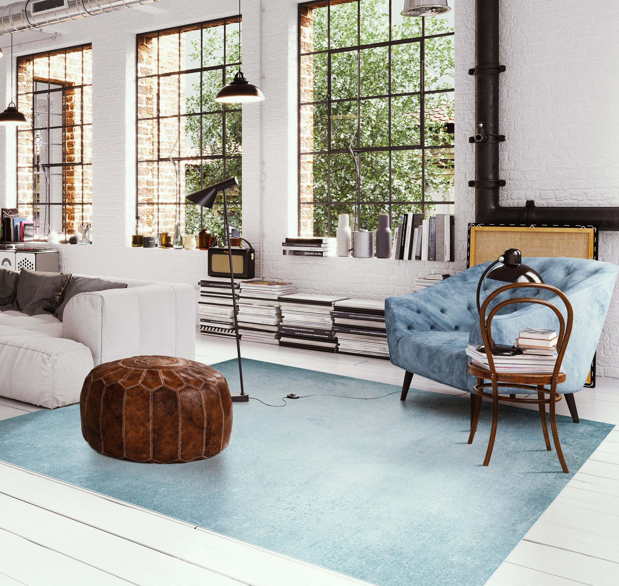 Concrete Sky Vinyl Mat, Linoelum Rug, Raw Rug, Raw Rug, PVC Mat, Retro Rugs, Kitchen Floor, Vinyl Mat, Plain Mat #2RW