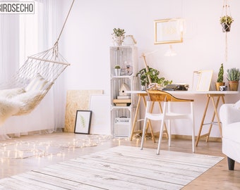 Lata Vinyl Mat, white painted old wooden background texture planks, PVC carpet, comfort mat, plain mat #42RW