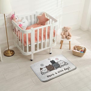 Cartoon kittens zacht kindertapijt, bruine kinderdecoraties, tapijt peuterkamer, pasgeboren tapijt met patroon, gender Reveal-cadeau,