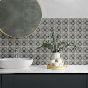 Geometric Tiled Pattern PVC Wall Tiles, Gray Tile Stickers, Self Adhesive Tiles, Texture Tile Stickers, Wall Tile Stickers