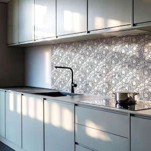 Seamless Classic Carvings Tile Stickers, Black And White Peel and Stick Tiles, Tile Stickers, Artistic PVC Wall Tiles, Wall Tile Stickers