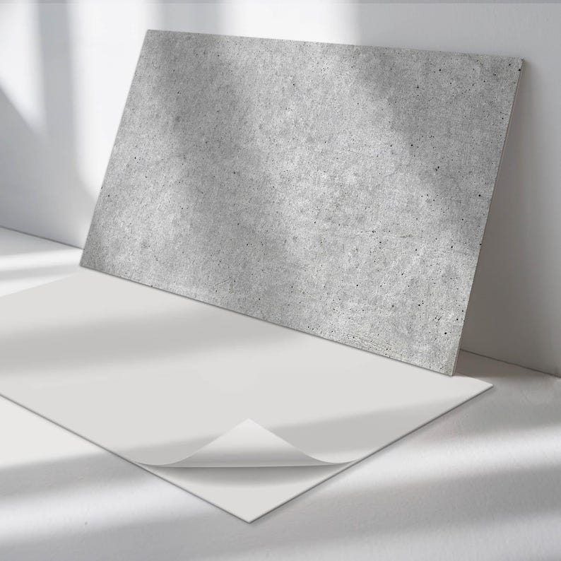 Raw Concrete Texture Panel Stickers, Gray Self Adhesive Panels ...