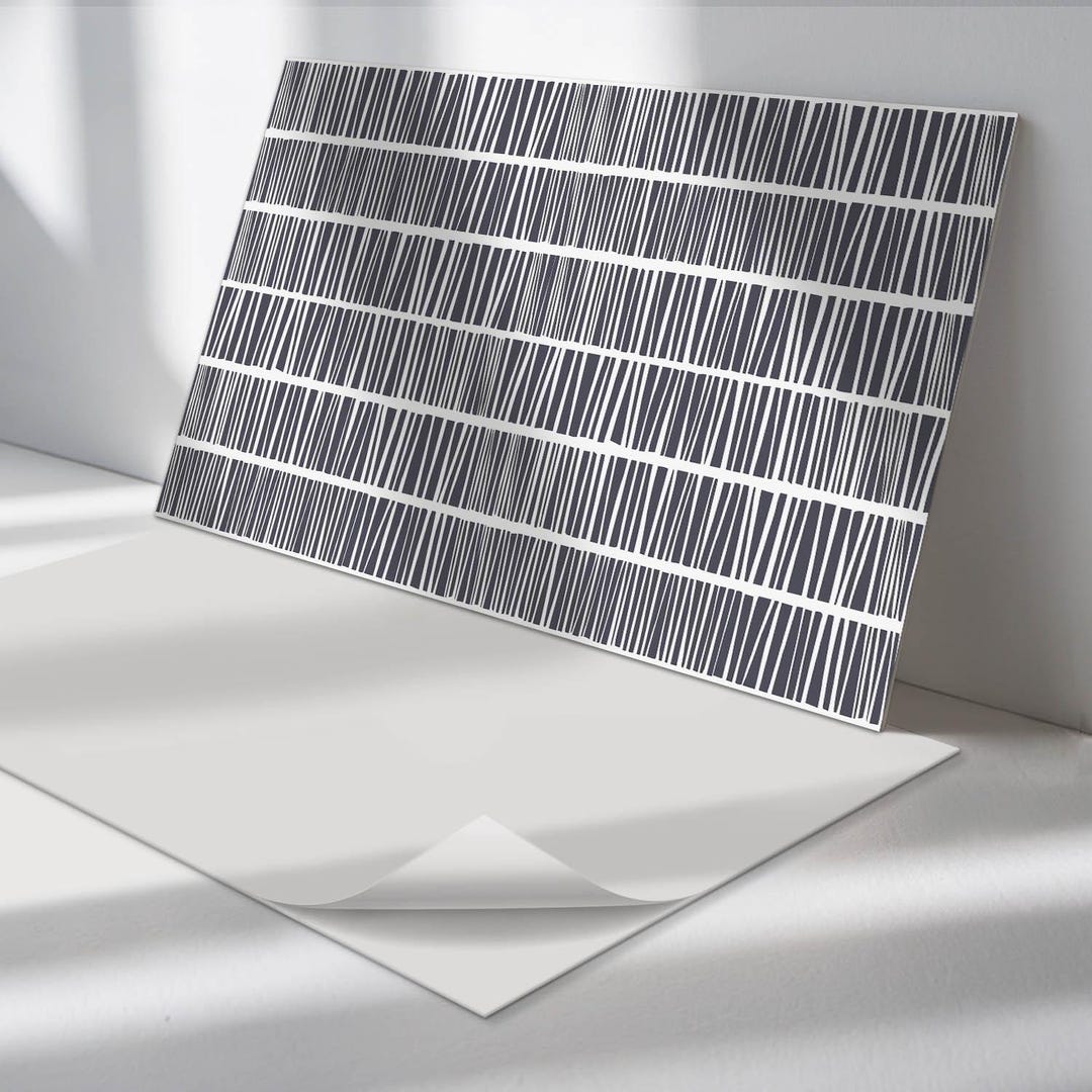 Sticker Decorative Panel Dynamic Line Panel Stickers, Black Peel and Stick Panels, Backsplash ...