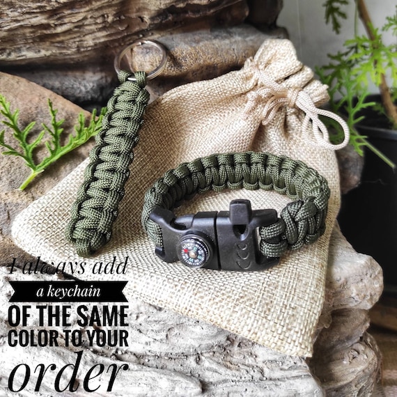 Survival Paracord Bracelet, 550cord Bracelet, Tactical Gear for Men, Gift for Nature Lover, Camper Accessories for Travel Trailers, compasss